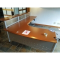 Mid Tone Reception Desk with Credenza, Pedestals